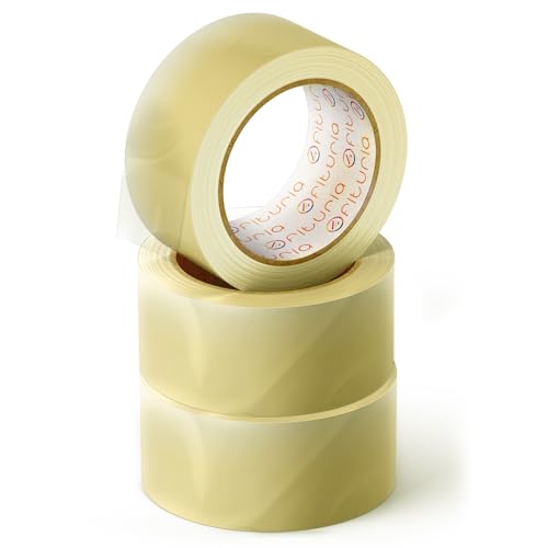 OFITURIA Transparentes Packband zum Verpacken von Kartons für Versand und Umzug. Siegel für sichere und widerstandsfähige Verpackungen (48 cms x 60 mts - Transparente, 3 Rollos) von OFITURIA