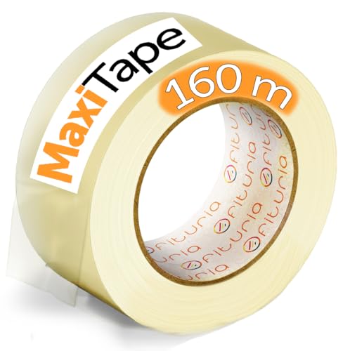 OFITURIA Transparentes Packband zum Verpacken von Kartons für Versand und Umzug. Siegel für sichere und widerstandsfähige Verpackungen (48 mm x 160 mts - Transparente, 1 Rollo) von OFITURIA