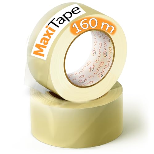 OFITURIA Transparentes Packband zum Verpacken von Kartons für Versand und Umzug. Siegel für sichere und widerstandsfähige Verpackungen (48 mm x 160 mts - Transparente, 2 Rollos) von OFITURIA