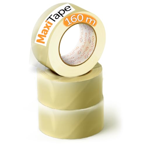 OFITURIA Transparentes Packband zum Verpacken von Kartons für Versand und Umzug. Siegel für sichere und widerstandsfähige Verpackungen (48 mm x 160 mts - Transparente, 3 Rollos) von OFITURIA