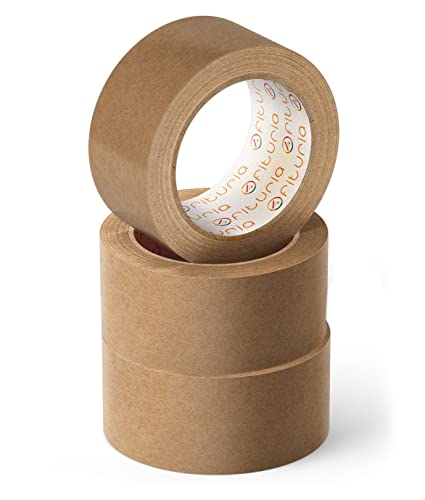 OFITURIA Umweltfreundliches Kraftpapier, Braun, Karosserieband für Verpackung, Bilder oder Versiegelung. Sicher und robust verpackt, (72 mm x 45 m, Kraft, 3 Rollen) von OFITURIA