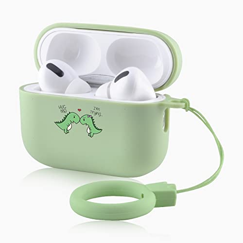 Airpods Pro 2. Generation Hülle mit Dinosaurier-Muster, grüne Tier-Airpods Pro 2 Hülle niedliche weiche TPU-Schutzhülle mit Schlüsselanhänger (grün & Paar Dinosaurier) von OFQKOAKS