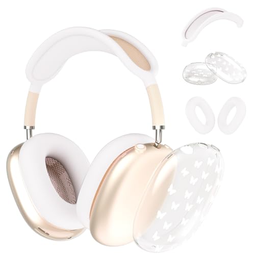 Schutzhülle für AirPods Max Kopfhörer, niedlicher kleiner weißer Schmetterling, transparente TPU-Ohrmuscheln, weiße Silikon-Ohrpolster, Kopfband, Schutzhülle für Apple AirPods Max Schutzhülle für AirPods Max Kopfhörer, niedlicher kleiner weißer Schmetterling, transparente TPU-Ohrmuscheln, weiße Silikon-Ohrpolster, Kopfband, Schutzhülle für Apple AirPods Max von OFQKOAKS