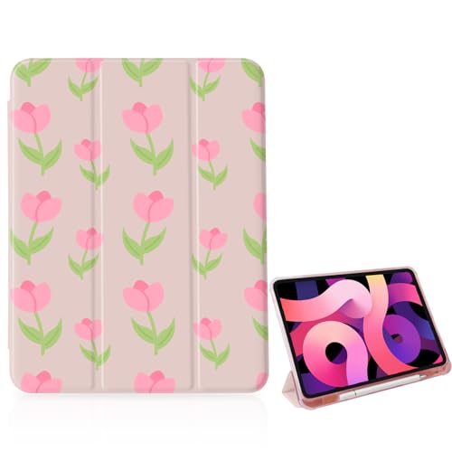 Schutzhülle für iPad Air 5/Air 4 (27,7 cm (10,9 Zoll), 2022/2020) Air 5. / 4. Generation, Stifthalter + automatische Sleep/Wake-Funktion, schmal, weiches Leder, TPU-Rückseite, Pink von OFQKOAKS