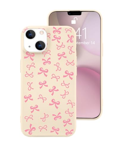 Schutzhülle für iPhone 14, niedliche Handyhülle mit weichem Futter, Flüssigsilikon, schmale Passform, weiße Schutzhülle für Damen und Mädchen, Rosa Schutzhülle für iPhone 14, niedliche Handyhülle mit weichem Futter, Flüssigsilikon, schmale Passform, weiße Schutzhülle für Damen und Mädchen, Rosa von OFQKOAKS