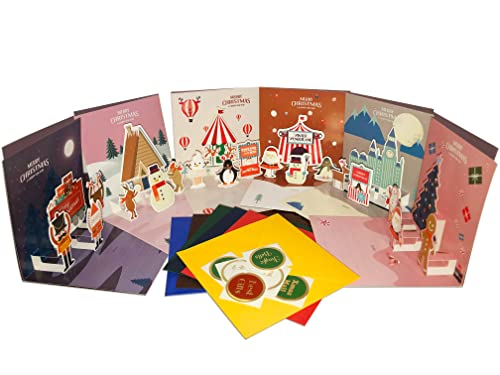 3D Weihnachten Weihnachtskarten Mit Umschlag Pop-Up Weihnachtskarte Karte Familie Set,6er Pack Weihnachten Grußkarte Premium Papier Santa Lebkuchenmann Grußkarte Ideal Freunde Weihnachtsgrüße (Q) von OGFZZJ