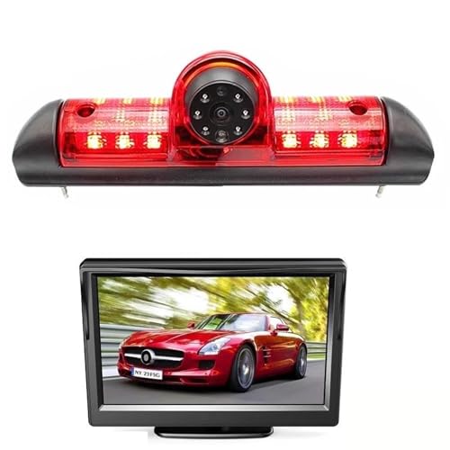 RüCkfahrkamera Nachtsicht Für Peugeot Für Boxer 2006-2019 E9 Bremslicht Kamera HD 720P Rückansicht Nachtsicht Stop Licht Kamera Screen Monitor(with 5inch Monitor) von OGJFD