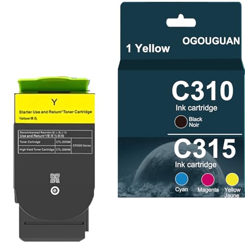 OGOUGUAN C310 C315 Tonerkartusche kompatibel mit Xerox C310 C315 Xerox 006R04356 006R04357 006R04358 006R04359 Xerox C315 C315DNI C310 C310 C310 DNI C311 0D Laserdrucker NIM (1 Gelb) von OGOUGUAN
