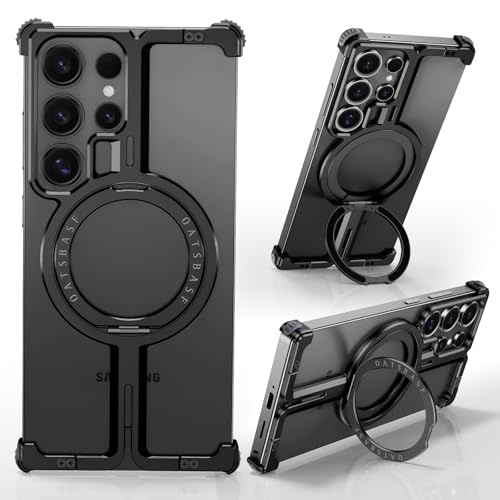 OGRANEE Metall Rahmenlose Hülle für Samsung Galaxy S25 Ultra mit magnetischem Kickstand 360° Drehbar, Minimalistisch Stoßfest Slim Hard Ultra Dünn für S25 Ultra Cover mit Ringhalter Ständer für Männer OGRANEE Metall Rahmenlose Hülle für Samsung Galaxy S25 Ultra mit magnetischem Kickstand 360° Drehbar, Minimalistisch Stoßfest Slim Hard Ultra Dünn für S25 Ultra Cover mit Ringhalter Ständer für Männer von OGRANEE