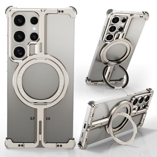 OGRANEE Metall Rahmenlose Hülle für Samsung Galaxy S25 Ultra mit magnetischem Kickstand 360° drehbar, minimalistisch stoßfest schlank hart ultradünn für S25 Ultra Cover mit Ringhalter Ständer für OGRANEE Metall Rahmenlose Hülle für Samsung Galaxy S25 Ultra mit magnetischem Kickstand 360° drehbar, minimalistisch stoßfest schlank hart ultradünn für S25 Ultra Cover mit Ringhalter Ständer für von OGRANEE