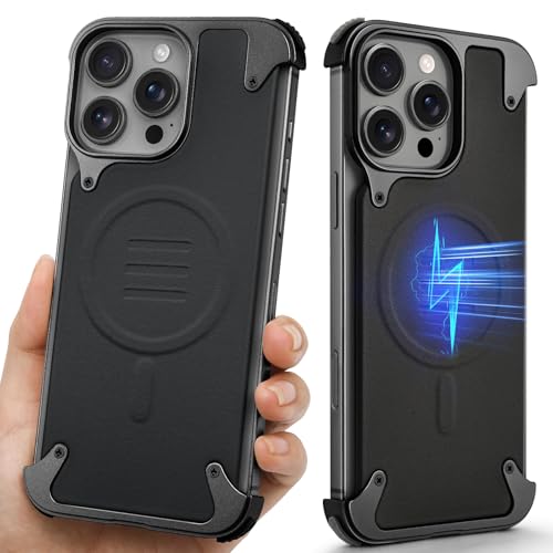 OGRANEE Rahmenlose Schutzhülle aus Metall für iPhone 16 Pro Max, kompatibel mit Magsafe, Rahmen aus Aluminiumlegierung, minimalistisch, stoßfest, schlank, hart, ultradünn, magnetisch, kühl, schwarz OGRANEE Rahmenlose Schutzhülle aus Metall für iPhone 16 Pro Max, kompatibel mit Magsafe, Rahmen aus Aluminiumlegierung, minimalistisch, stoßfest, schlank, hart, ultradünn, magnetisch, kühl, schwarz von OGRANEE