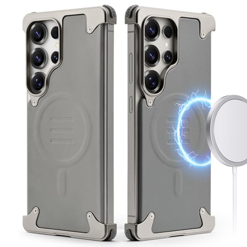 OGRANEE Rahmenlose Schutzhülle aus Metall und Leder für Samsung Galaxy S25 Ultra, kompatibel mit Magsafe, Rahmen aus Aluminiumlegierung, minimalistisch, stoßfest, schlank, hart, ultradünn, magnetisch OGRANEE Rahmenlose Schutzhülle aus Metall und Leder für Samsung Galaxy S25 Ultra, kompatibel mit Magsafe, Rahmen aus Aluminiumlegierung, minimalistisch, stoßfest, schlank, hart, ultradünn, magnetisch von OGRANEE