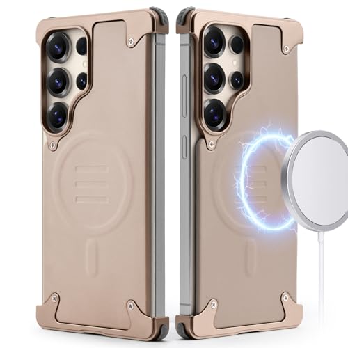 OGRANEE Rahmenlose Schutzhülle aus Metall und Leder für Samsung Galaxy S25 Ultra, kompatibel mit Magsafe, Rahmen aus Aluminiumlegierung, minimalistisch, stoßfest, schlank, hart, ultradünn, magnetisch OGRANEE Rahmenlose Schutzhülle aus Metall und Leder für Samsung Galaxy S25 Ultra, kompatibel mit Magsafe, Rahmen aus Aluminiumlegierung, minimalistisch, stoßfest, schlank, hart, ultradünn, magnetisch von OGRANEE