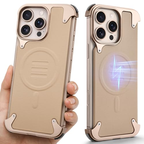 OGRANEE Rahmenlose Schutzhülle aus Metall und Leder für iPhone 16 Pro Max, kompatibel mit Magsafe, Rahmen aus Aluminiumlegierung, minimalistisch, stoßfest, schlank, hart, ultradünn, magnetisch, cool OGRANEE Rahmenlose Schutzhülle aus Metall und Leder für iPhone 16 Pro Max, kompatibel mit Magsafe, Rahmen aus Aluminiumlegierung, minimalistisch, stoßfest, schlank, hart, ultradünn, magnetisch, cool von OGRANEE