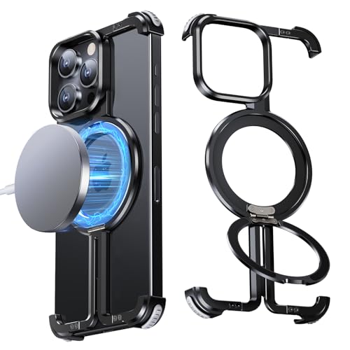 OGRANEE Rahmenlose Schutzhülle für iPhone 14 Pro mit Magsafe Kickstand, Lünette weniger minimalistisch, Metall, schlank, hart, stoßfest, ultradünn, mit Ringständer, Halterung, magnetische Abdeckung OGRANEE Rahmenlose Schutzhülle für iPhone 14 Pro mit Magsafe Kickstand, Lünette weniger minimalistisch, Metall, schlank, hart, stoßfest, ultradünn, mit Ringständer, Halterung, magnetische Abdeckung von OGRANEE