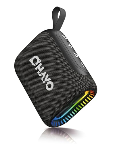 OHAYO Bluetooth Lautsprecher Klein mit RGB Licht, Musikbox Bluetooth 5.3 mit IPX7 Wasserdicht, 24H Akku, Stereo Pairing, Tragbar Mini Lautsprecher für iPhone, Party, Garten, Schwarz von OHAYO