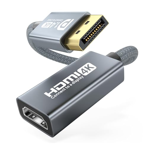 DisplayPort auf HDMI Adapter 4K 60Hz,DisplayPort auf HDMI Monitor Unidirektionaler Konverter mit VRR G-Sync FreeSync Kampatibel für Desktop,Laptop,Grafikkarte,HP,Dell von OHBUYAGN