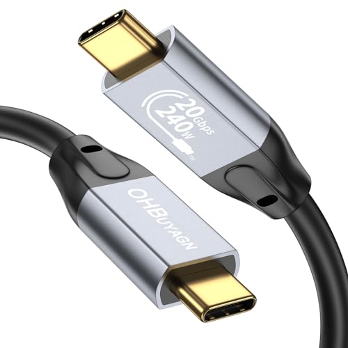 OHBUYAGN USB C auf USB C Kabel Kurz 0,5M, 20Gbps USB C 3.2 Datenkabel 4K 60Hz USB C Video Kabel 240W PD 3.1 Schnellladekabel für iPhone 15 Ladekabel,Galaxy S23 S22 S21 S20,Monitor von OHBUYAGN