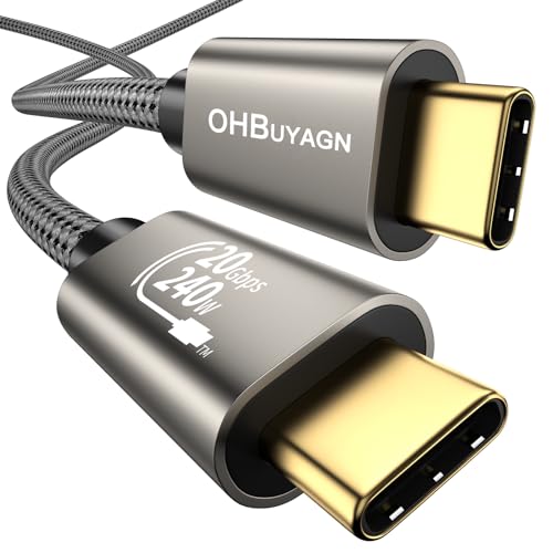 USB C auf USB C Kabel 2M, 20Gbps Datenübertragung, USB 3.2 Gen2×2 Typ C Ladekabel 240W Schnellladekabel 4K@60Hz Videoübertragung für Laptop Monitor Samsung S23 Steam Deck von OHBUYAGN