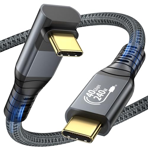 USB4 Kabel Zertifiziert mit Thunderbolt 4 Kabel 90 Grad 40Gbps Datentransfer 8K Video Display 240W PD 3.1 USB-C auf USB-C Schnellladekabel kompatibel mit Steam deck,MacBooks,iPad Pro,Laptop,Monitor von OHBUYAGN