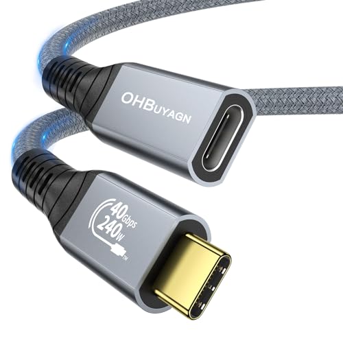 USB4 Verlängerungs Kabel 240W Thunderblot 4 Verlängerung 40Gpbs Datentransfer 8K@60Hz Videoübertragung PD3.1 USB C Stecker auf Buchse Kompatibel mit Samsung S22/S21/S20 MacBook Pro iPad (0.8M) von OHBUYAGN