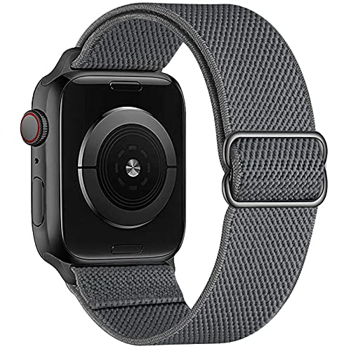 OHCBOOGIE Dehnbares Solo-Loop-Armband, kompatibel mit Apple Watch-Armbändern, 42 mm, 44 mm, 45 mm, 49 mm, verstellbar, dehnbar, Damen und Herren für iWatch Serie 8/7/6/5/4/3/2/1 SE Ultra, Dunkelgrau von OHCBOOGIE