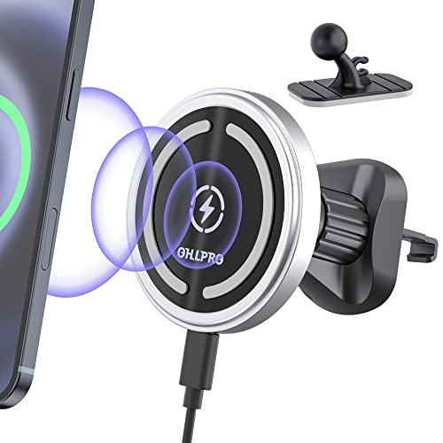 Autolüftungshalterung für magnetische Telefone, 2-in-1-Universalhalterung für das Armaturenbrett, Metall-Aluminiumrahmen, für iPhone Samsung Sony Google All 4"- 6" -Smartphones von OHLPRO