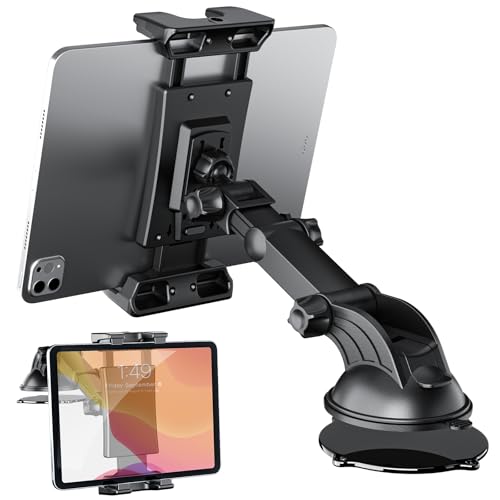 OHLPRO Tablet Halterung Auto Armaturenbrett & Windschutzscheiben ipad Halterung Auto, 360° Drehbarer iPad Autohalterung, Starker Saugnapf Tablet Halter kompatibel mit 5-13“ Telefone, iPad und mehr von OHLPRO