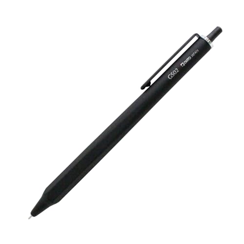 OHTO GS02 Gelschreiber, einziehbare Nadelspitze, 0,5 mm feine Spitze, schwarzer Schaft, ultra-schnell trocknender schwarzer Gelschreiber, Ganzmetall-Hybridkörper für ausgewogenes, glattes Schreiben, von OHTO