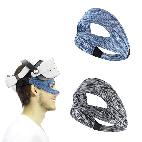 OHYER 2 Stück VR Augenmasken-Abdeckung VR Maske Einweg VR Augen Cover Schwarz Blau Polyester-Gewebe Dehnbar Atmungsaktiv für PS VR2/Meta Quest Pro/Meta Quest 2/Oculus Quest 2/HTC Vive VR Zubehör (1#) von OHYER
