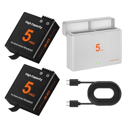 OHZHAO 2 Pack 2800mAh Action 5 Pro/4/3 Akku-Ladegerät-Kit mit PD Fast Charge Akku-Ladegerät-Box, für OSMO Action 5 Pro/5/4/3 Kameras OHZHAO 2 Pack 2800mAh Action 5 Pro/4/3 Akku-Ladegerät-Kit mit PD Fast Charge Akku-Ladegerät-Box, für OSMO Action 5 Pro/5/4/3 Kameras von OHZHAO