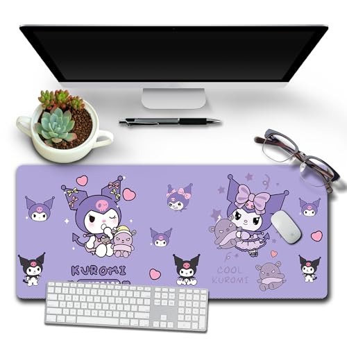 Niedliches Anime Kitty Mauspad, großes Gaming-Mauspad, erweiterte XXL-Tastatur, Schreibtischzubehör, Matte für Schreibtisch, Büro, Computer, Laptop (Kur, 70 x 30 cm) von OIDOJHID