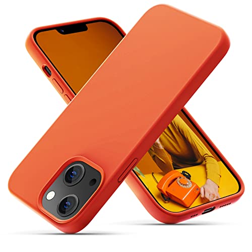 OIIAEE Silikonhülle Entwickelt für iPhone 13 Hülle, Ultradünne Stoßfeste Schutzhülle aus Flüssigsilikon mit weichem, kratzfestem Mikrofaserfutter, 6,1 Zoll,Kumquat-Orange von OIIAEE