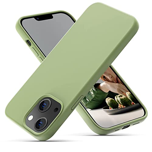 OIIAEE Silikonhülle Entwickelt für iPhone 13 Hülle, Ultradünne Stoßfeste Schutzhülle aus Flüssigsilikon mit weichem, kratzfestem Mikrofaserfutter, 6,1 Zoll,Matcha-Grün von OIIAEE