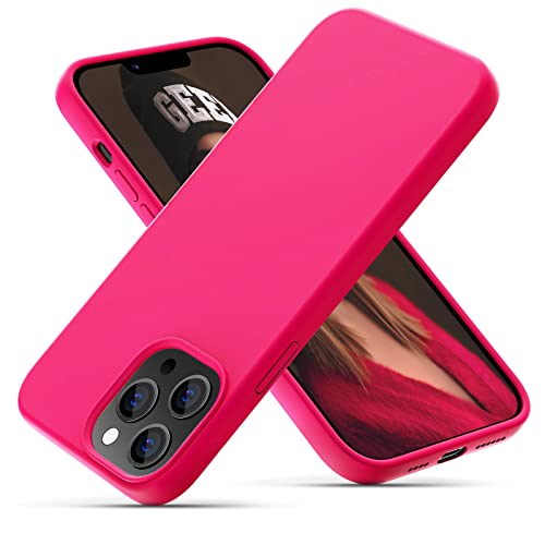 OIIAEE Silikonhülle Entwickelt für iPhone 13 Pro Max Hülle, Ultradünne Stoßfeste Schutzhülle aus Flüssigsilikon mit weichem, kratzfestem Mikrofaserfutter, 6,7 Zoll, Heißes Rosa von OIIAEE