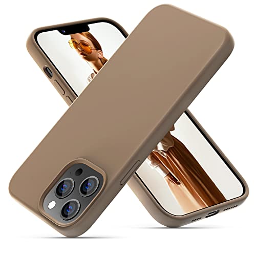 OIIAEE Silikonhülle Entwickelt für iPhone 13 Pro Max Hülle, Ultradünne Stoßfeste Schutzhülle aus Flüssigsilikon mit weichem, kratzfestem Mikrofaserfutter, 6,7 Zoll, Hellbraun von OIIAEE