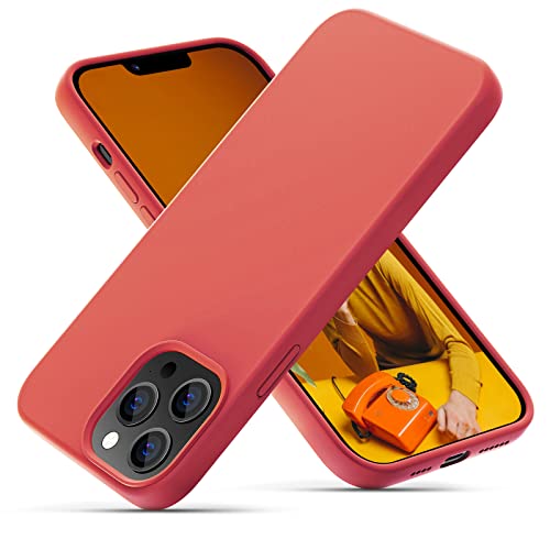 OIIAEE Silikonhülle Entwickelt für iPhone 13 Pro Max Hülle, Ultradünne Stoßfeste Schutzhülle aus Flüssigsilikon mit weichem, kratzfestem Mikrofaserfutter, 6,7 Zoll, Kumquat Orange von OIIAEE