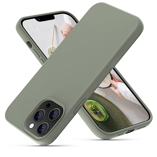 OIIAEE Silikonhülle Entwickelt für iPhone 13 Pro Max Hülle, Ultradünne Stoßfeste Schutzhülle aus Flüssigsilikon mit weichem, kratzfestem Mikrofaserfutter, 6,7 Zoll, Kupfergrün von OIIAEE