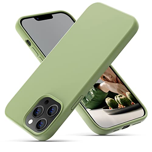 OIIAEE Silikonhülle Entwickelt für iPhone 13 Pro Max Hülle, Ultradünne Stoßfeste Schutzhülle aus Flüssigsilikon mit weichem, kratzfestem Mikrofaserfutter, 6,7 Zoll, Matcha-Grün von OIIAEE