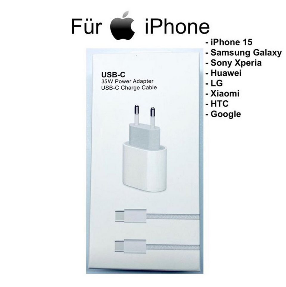 OIITH Apple iPhone 15, Samsung, Huawei, 35 Watt Adapter + 60W USB-C auf U Smartphone-Ladegerät von OIITH