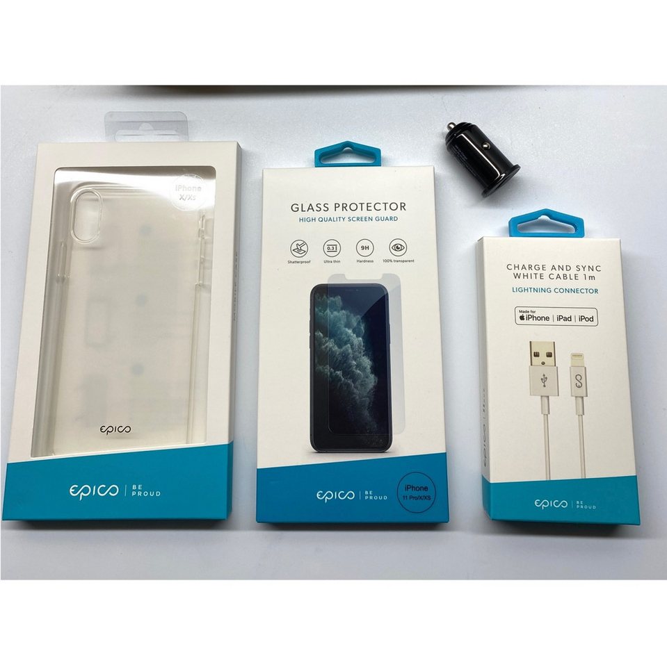 OIITH iPhone X & XS 18W KFZ Adapter + 1m Ladekabel + Case + 9H Schutzglas USB-Adapter von OIITH