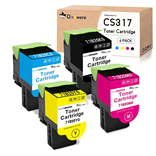 OINKWERE Kompatibel CS317 CX317 Toner für Lexmark CS317dn CX317dn CS417dn CX417de CS517de CX517de(4-Pack, BK 3000/CMY 2300 Seiten) 71B20K0 71B20C0 71B20M0 71B20Y0 Tonerkartusche von OINKWERE