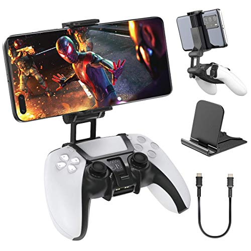 PS5 Controller Handyhalterung, PS5 Handyhalterung, PS5 Controller Handy Smartphone Halterung Clip Halter Mount mit Verstellbar Klammer für Sony Playstaion 5 PS5 Controller Handyhalterung, PS5 Handyhalterung, PS5 Controller Handy Smartphone Halterung Clip Halter Mount mit Verstellbar Klammer für Sony Playstaion 5 von OIVO