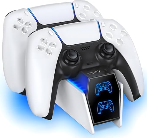 OIVO PS5 Controller Ladestation, PS5 Ladestation Controller mit 2-Stunden-Ladechip, Ladegerät für Playstation 5, Schnellladung inklusive 2 Kabeln, LED-Ladestatusanzeige, Weiß OIVO PS5 Controller Ladestation, PS5 Ladestation Controller mit 2-Stunden-Ladechip, Ladegerät für Playstation 5, Schnellladung inklusive 2 Kabeln, LED-Ladestatusanzeige, Weiß von OIVO