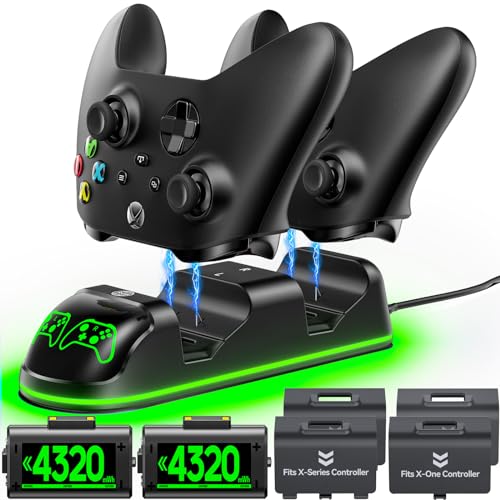 OIVO Xbox Controller Ladestation mit 2X 3360mWh Wiederaufladbaren Akku für Xbox One/Xbox Series X/S, Xbox One Controller Ladestation mit 2 Wiederaufladbaren Akku, Xbox Ladestation Akku Zubehörsets von OIVO