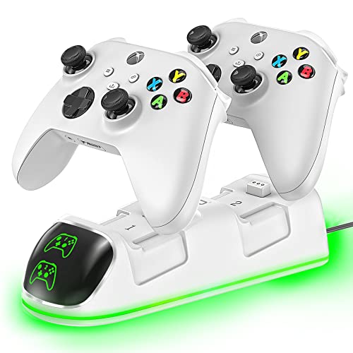 Xbox Controller Ladestation mit 2x 4800mWh (2x 2000mAh) Wiederaufladbaren Akku für Xbox One/Xbox Series X/S Elite, Xbox One Controller Ladestation mit xbox akku für Xbox Series/One Controller, weiß von OIVO