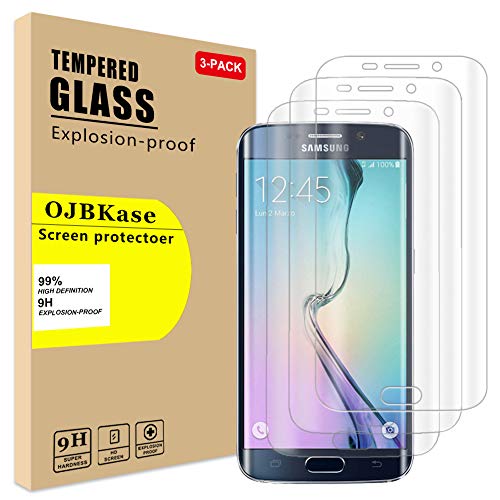 OJBKase [3 Stück Hartglas kompatibel mit Samsung Galaxy S6 Edge, Displayschutzfolie Displayschutz, blasenfreie Anbringung, extrem strapazierfähig, Härtegrad 9H von OJBKase