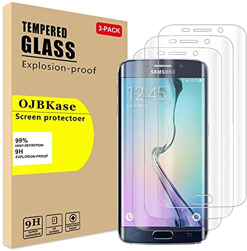 OJBKase [3 Stück Hartglas kompatibel mit Samsung Galaxy S6 Edge Plus, Displayschutzfolie, blasenfreies Anbringen, extrem strapazierfähig, Härtegrad 9H von OJBKase