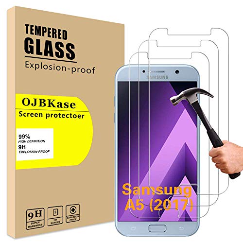 OJBKase [3 Stück Samsung Galaxy A5 2017, Schutzfolie Gehärtete Glasfolie Displayschutzfolie, 2.5D 9H Härte und Hohe-Auflösung, Anti-Kratzen, Anti-Öl, Anti-Bläschen von OJBKase