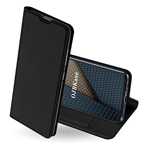 OJBKase Galaxy A51 Hülle,Premium Slim PU Leder Handy Hülle [Standfunktion] / Cover/Brieftasche/Ledertasche Bookstyle Tasche Lederhülle Handyhülle für Samsung Galaxy A51 (Schwarzgrau) von OJBKase